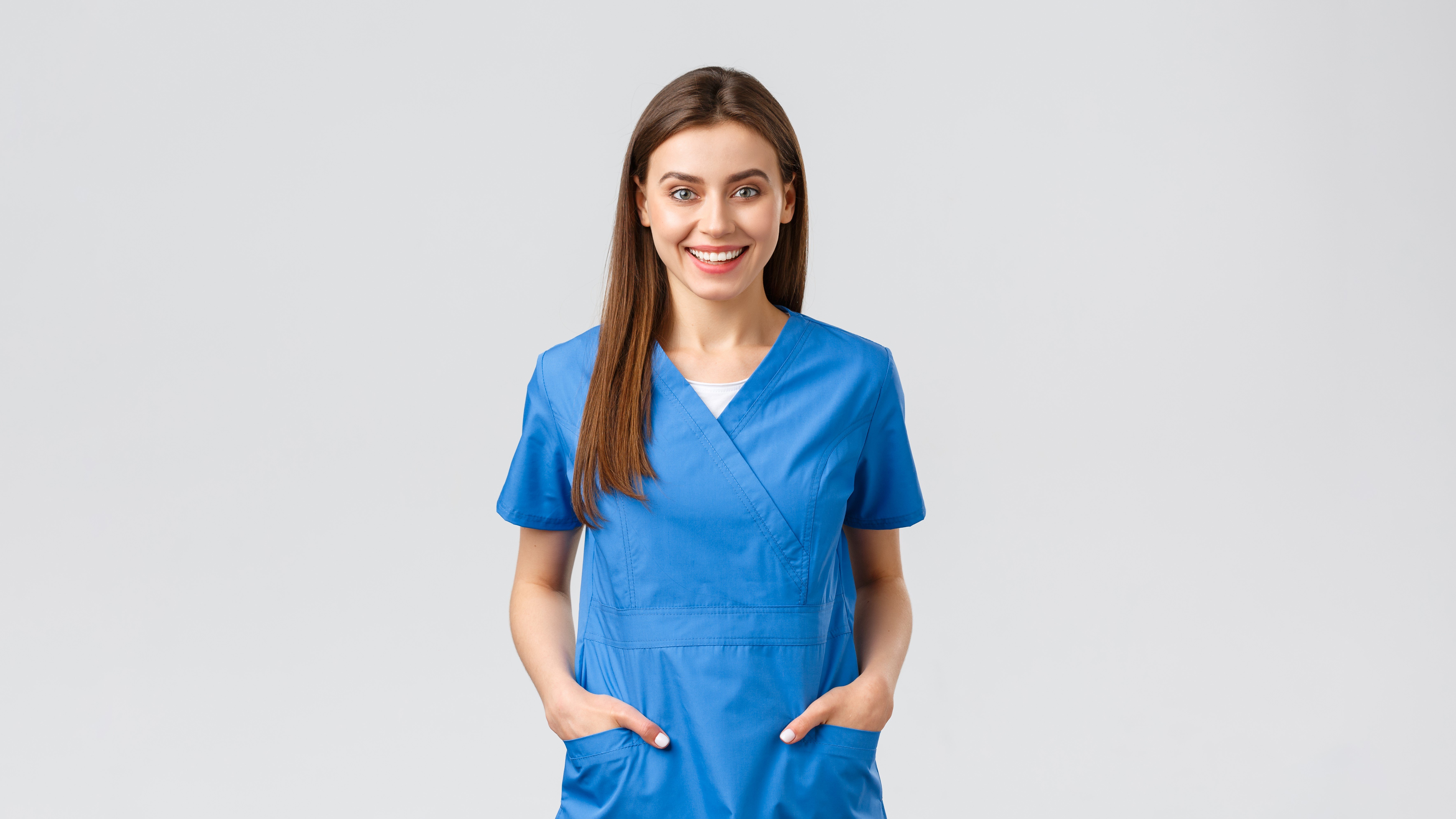 7 Nicklas Stock Image - healthcare-workers-prevent-virus-insurance-medicine-concept-cheerful-smiling-beautiful-doctor-fe